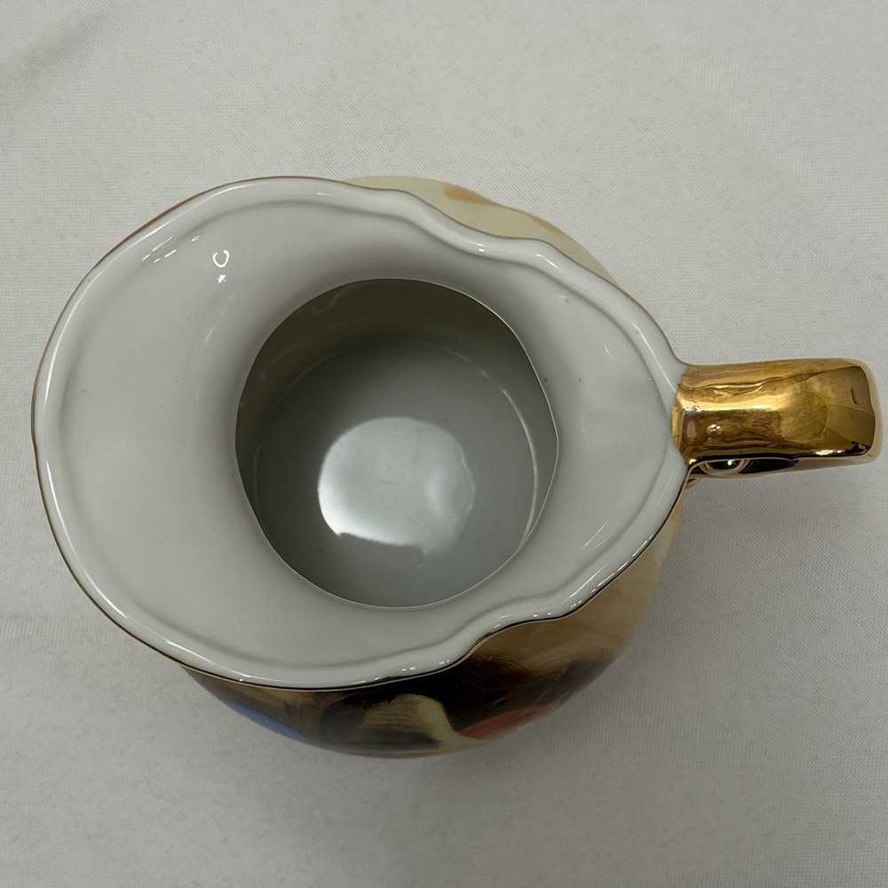 VTG Original Artmark Japan Pitcher & Bowl Set Hand Painted Fruit Gold Handle MCM - Picture 11 of 16